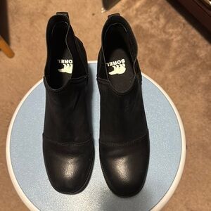 Sorel Black Ankle Boots with Slip-On Style and Smooth Leather